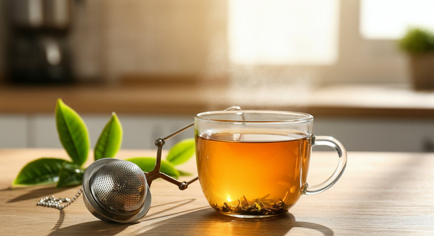 a modern stainless steel tea ball infuser