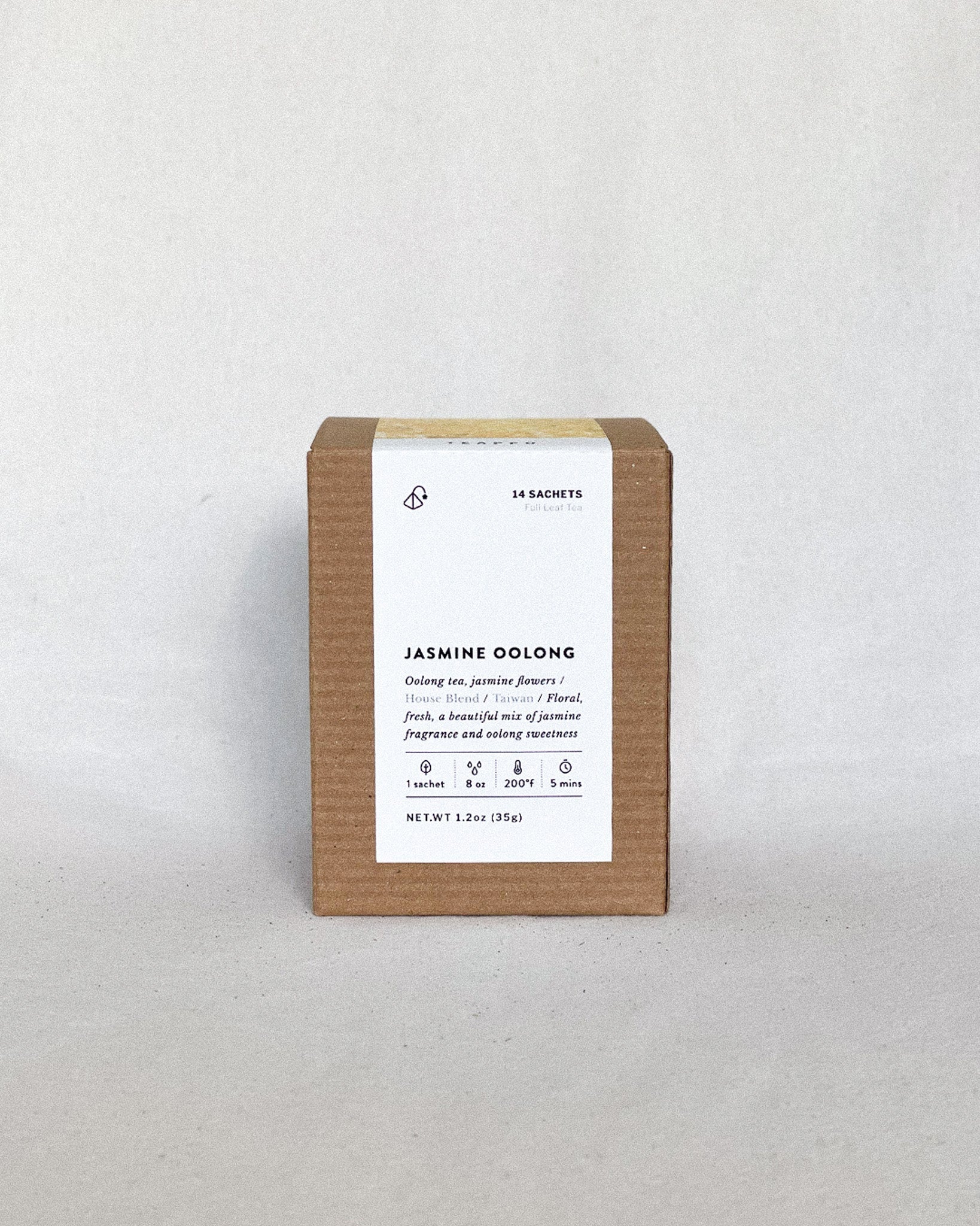 Teappo Jasmine Oolong tea sachets, 14 biodegradable sachets of floral and sweet oolong tea, origin Taiwan, 1.2 oz.