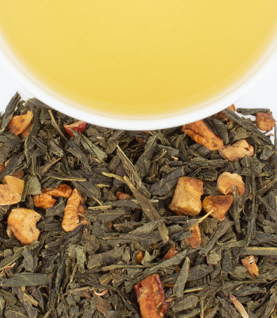 Harney & Sons Little Women Orchard House Blend, Tin of 20 Sachets, displayed in a cup with tea brewing.