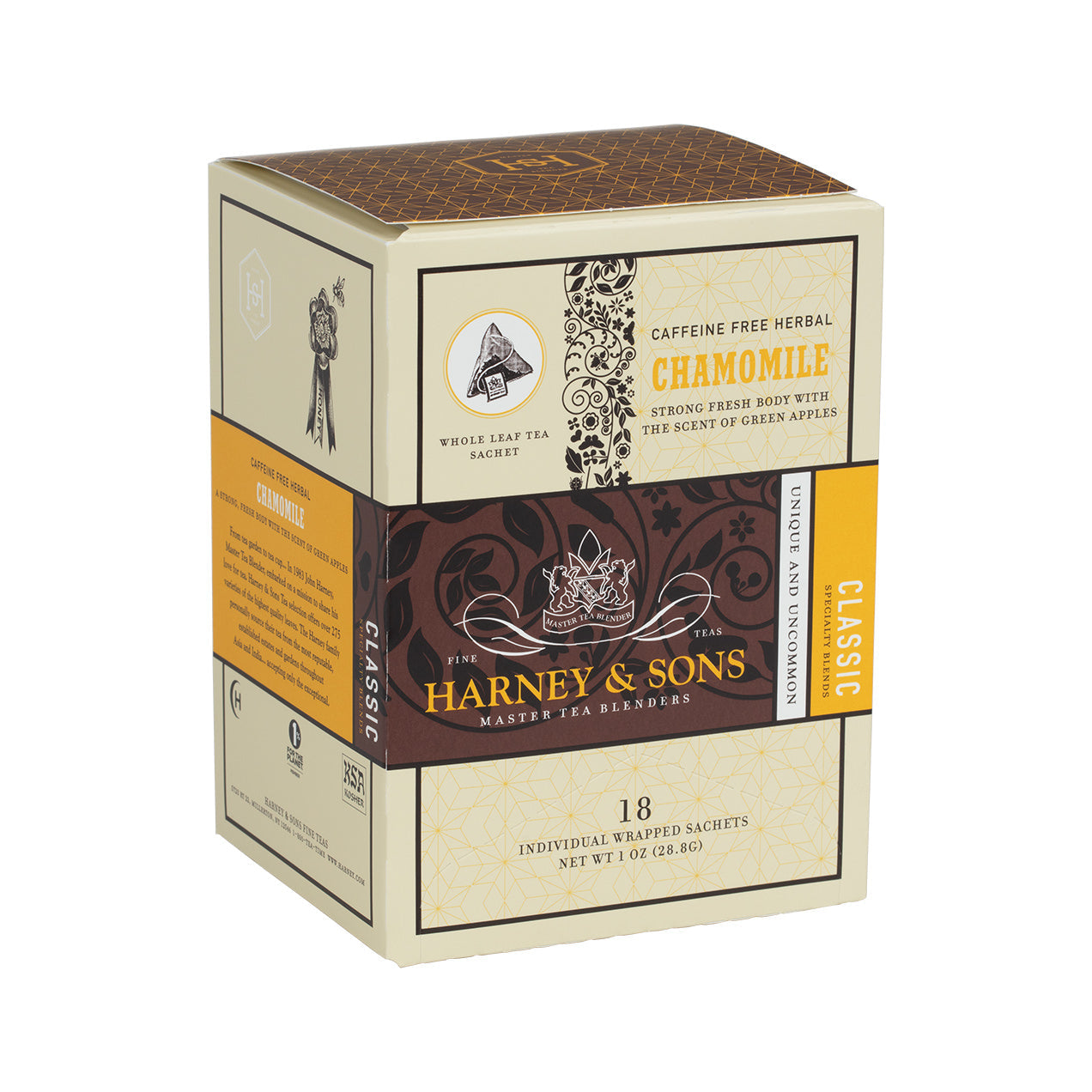 Harney & Sons Chamomile tea sachets in a wrapped package, 18-count, by Harney & Sons
