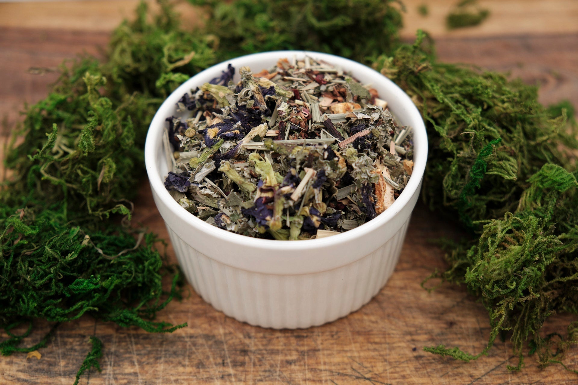 Morelitea Lemonlight Elixir Fairy Loose Leaf Tea blend featuring honeybush, lemon peel, lemongrass, and butterfly pea flowers.