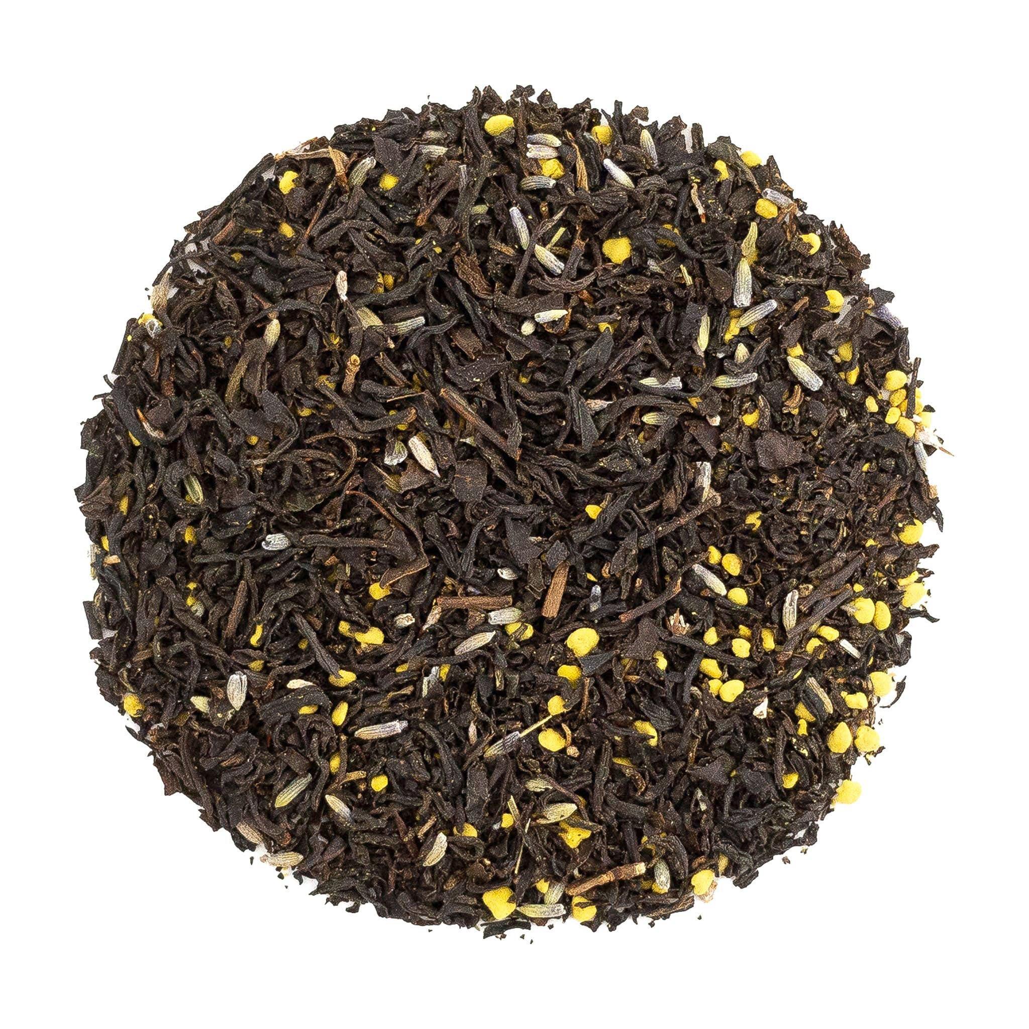 Beach House Beekeeper Grey loose-leaf tea featuring organic black tea, bee pollen, and Washington lavender in a Kraft pouch.
