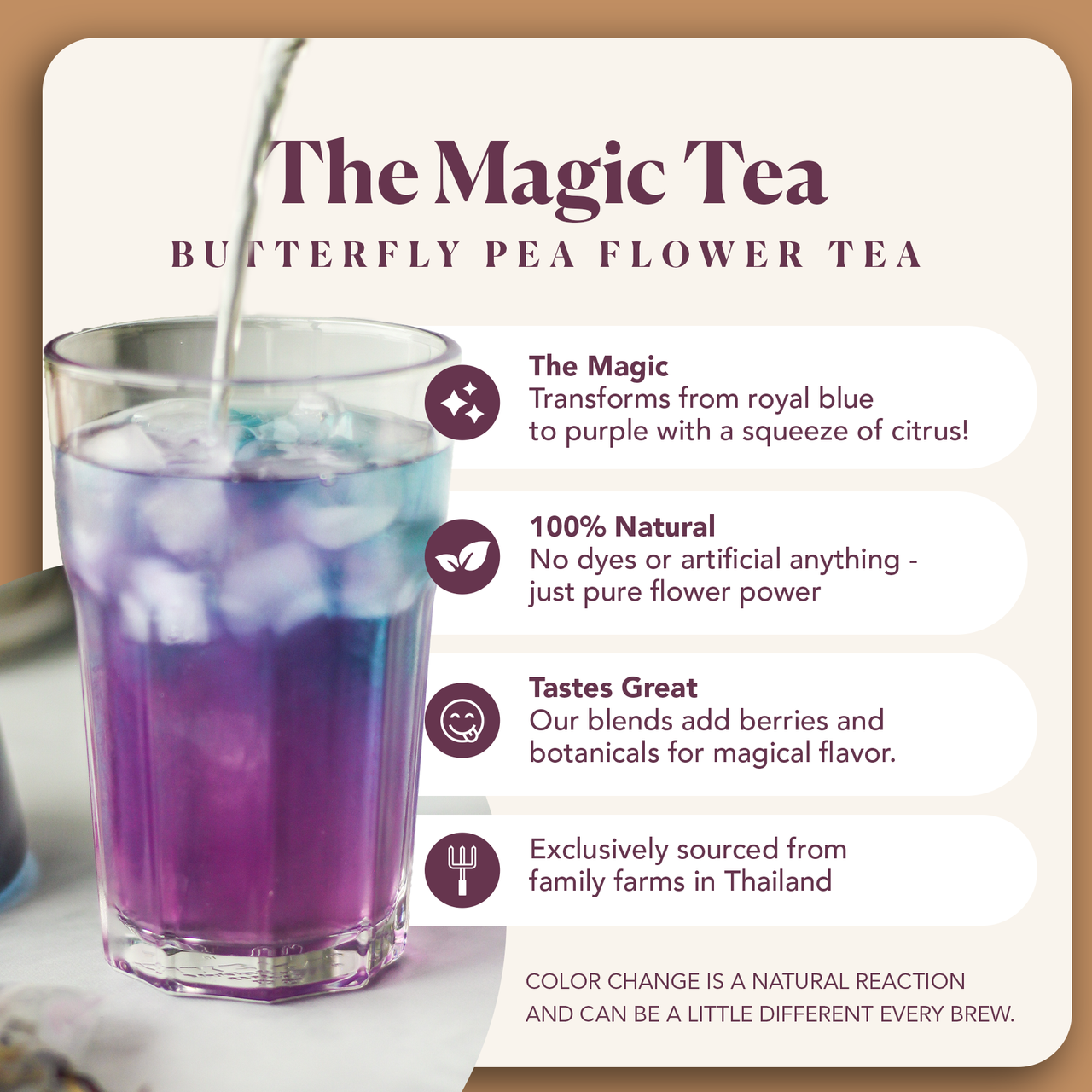 Plum Deluxe Butterfly Pea Sampler Kit featuring herbal tea blends in packaging, displayed on a neutral background.