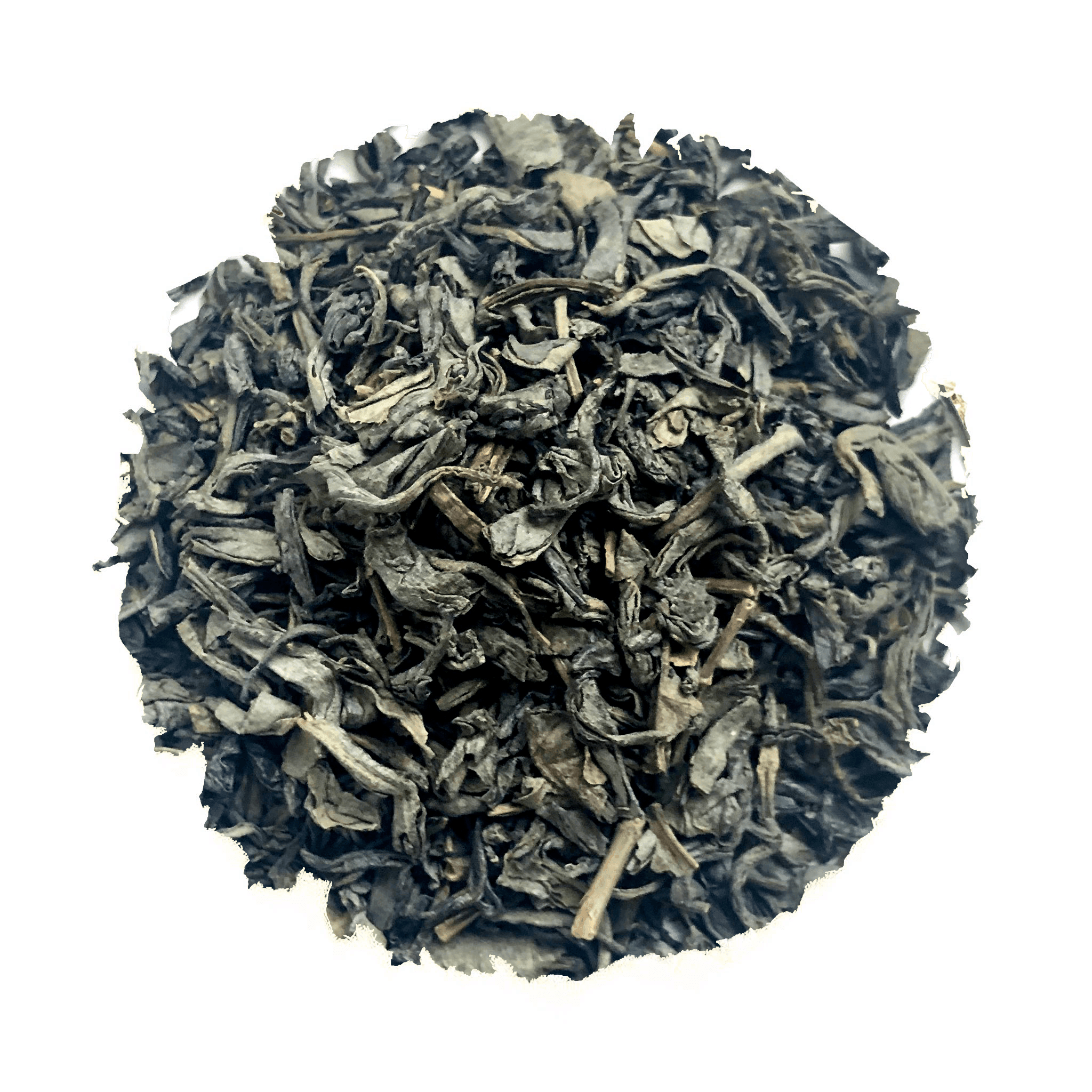 Beach House Beach House Green tea leaves with unique eyebrow-like shape, representing premium Chinese green tea quality.