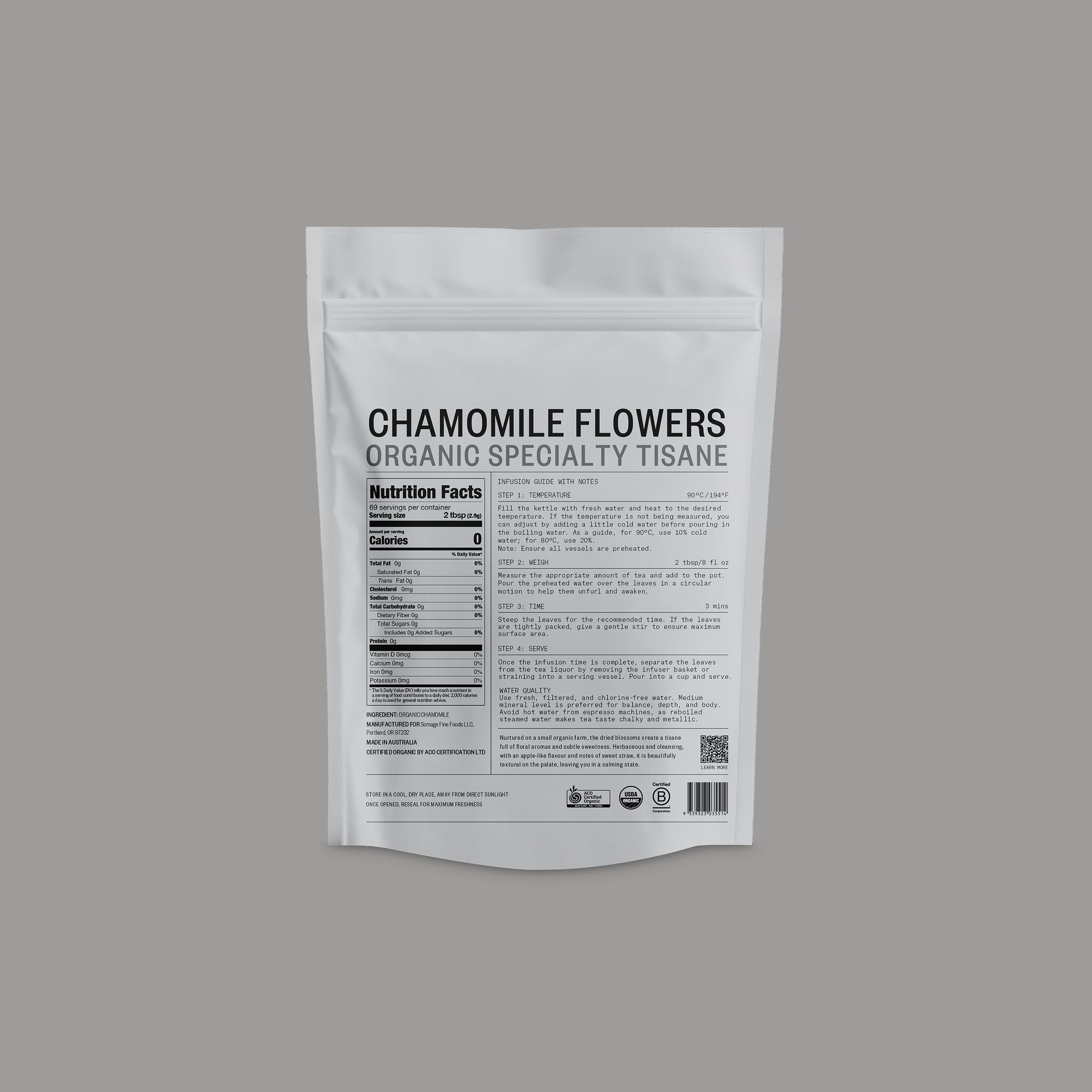Chamomile Flowers Loose Leaf by Somage USA, featuring dried chamomile flowers in loose leaf form