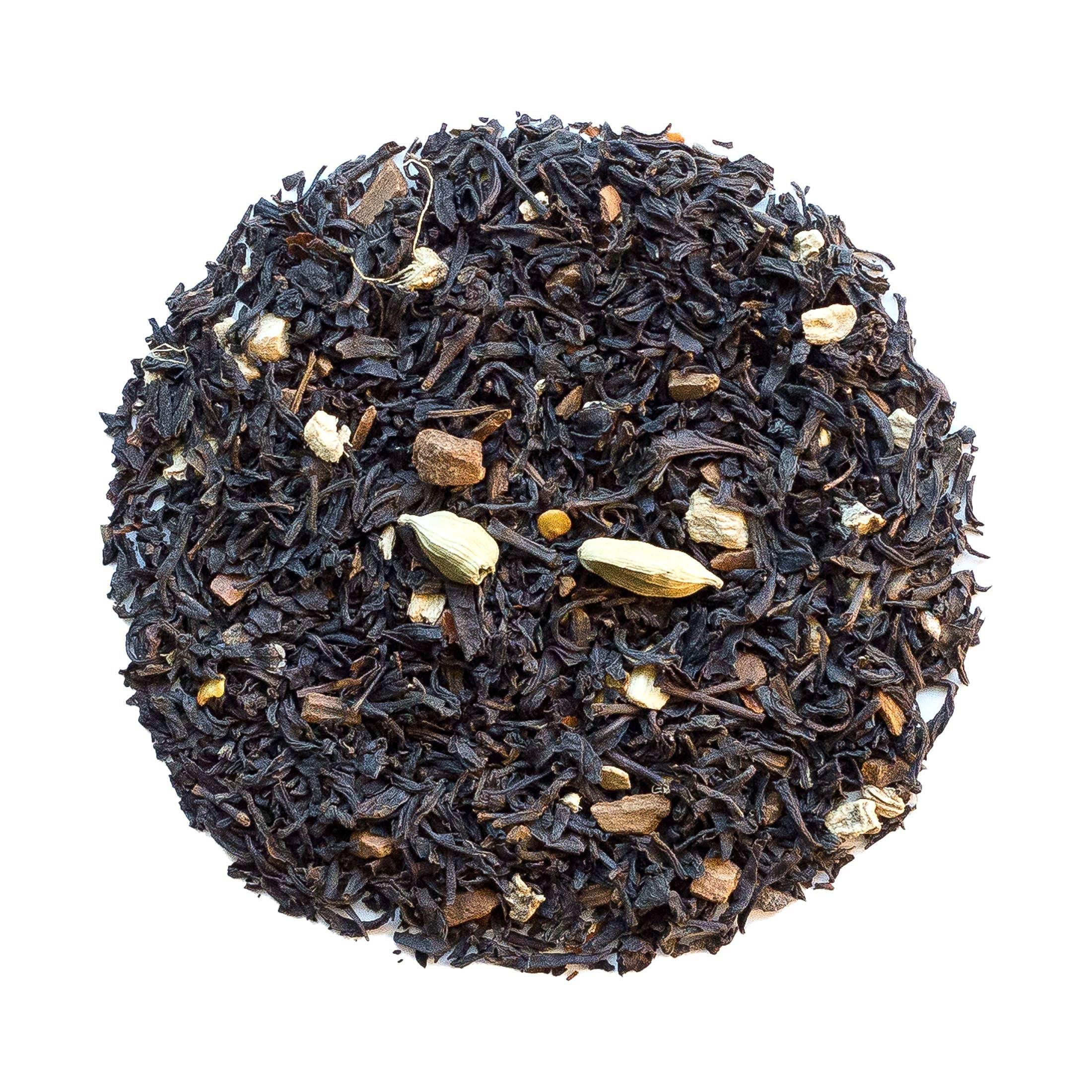 Beach House Fireside Artisan Tea leaves, featuring a bold and spicy blend with chili and ginger, ideal for cozy moments.
