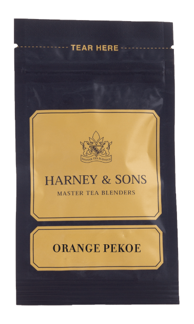 Harney & Sons Orange Pekoe (Ceylon & India) loose tea in a package with the brand logo visible