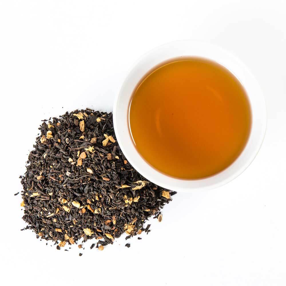 Piper and Leaf Sunrise Chai Muslin Bag of Loose Leaf Tea - 15 Servings in a natural setting, showcasing the product packaging.