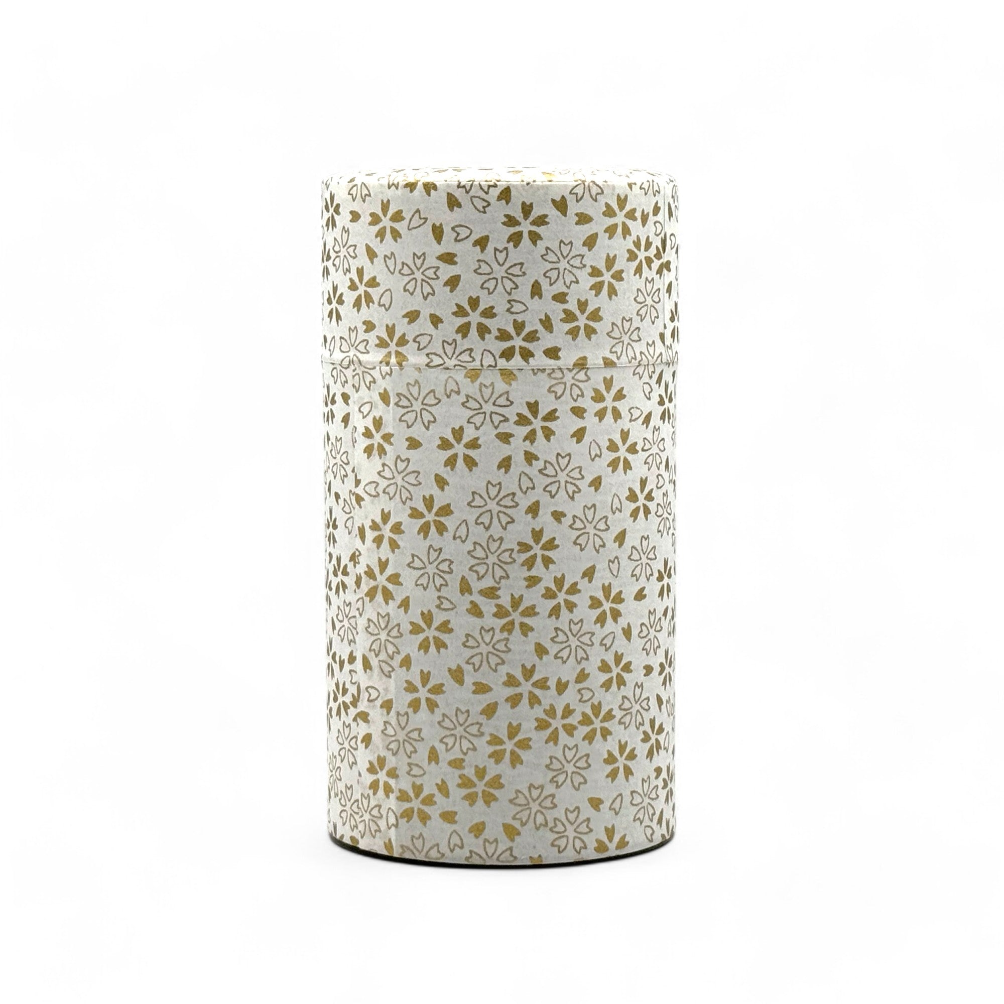 Inoue Tea Kenran Hana White Washi Paper Wrapped Tea Canister (L) - Japanese Chazutsu, featuring traditional washi paper design.