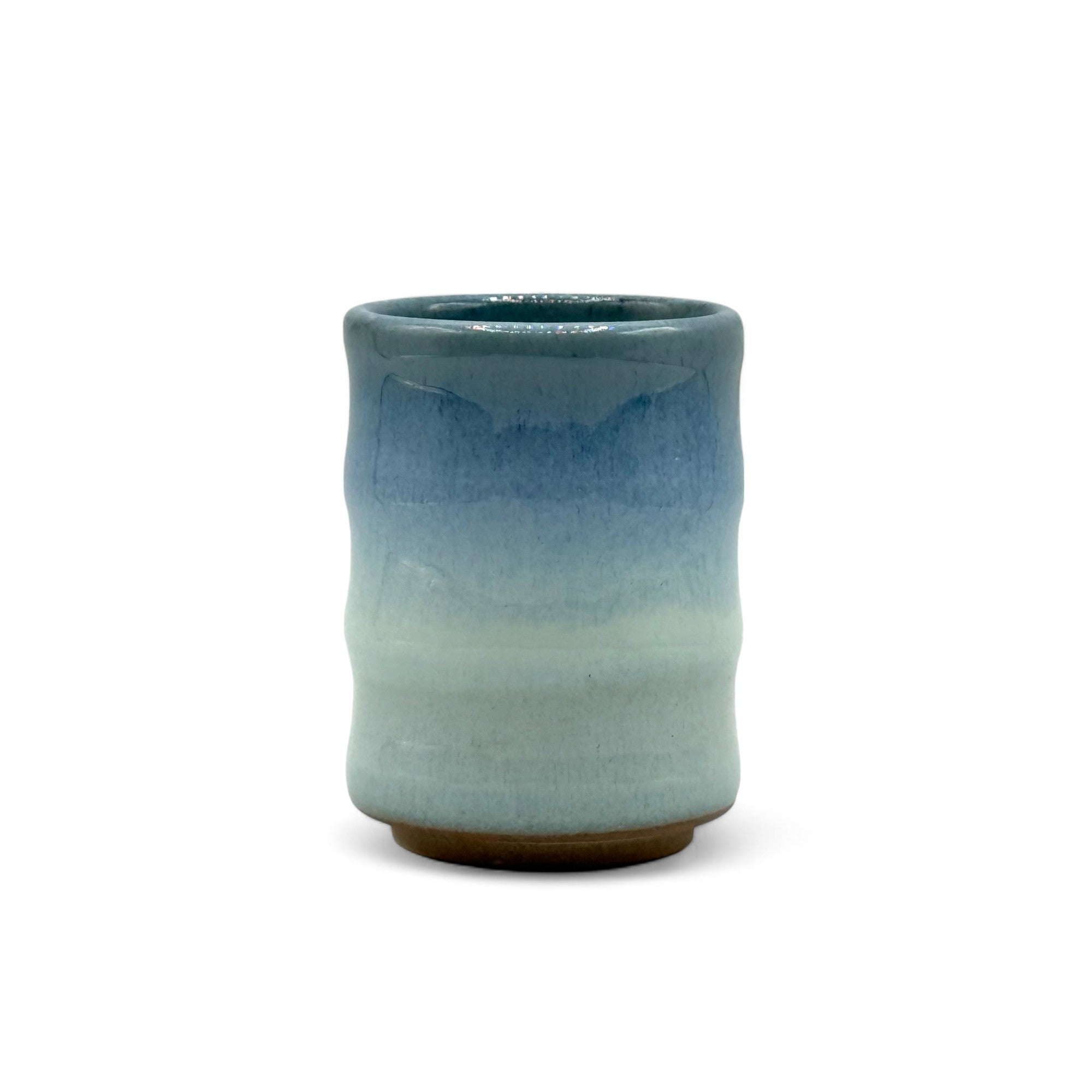 Inoue Tea Ranyu Nagashi Blue Mino-yaki Yunomi - Japanese Teacup