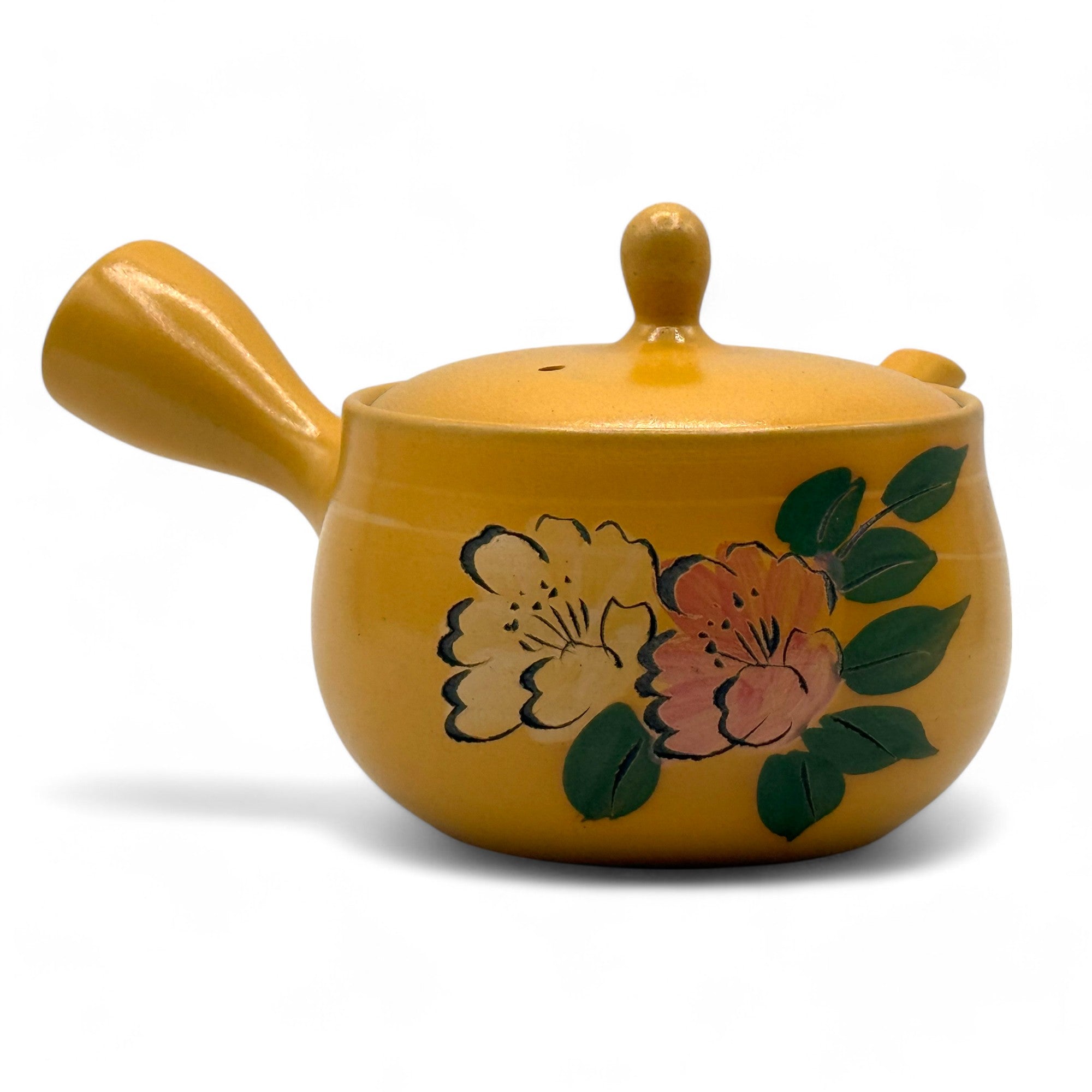 Inoue Tea Mitsubachi Hana Yellow Tokoname-yaki Kyusu - Japanese Teapot