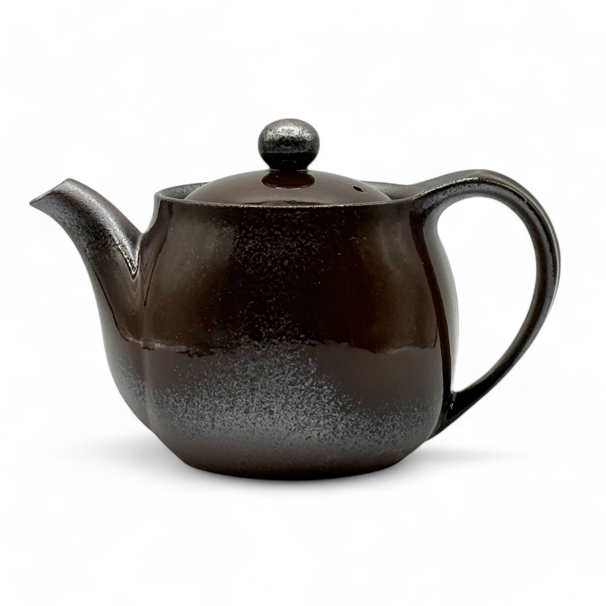Inoue Tea Toffee Brown Banko-yaki Kyusu - Japanese Teapot
