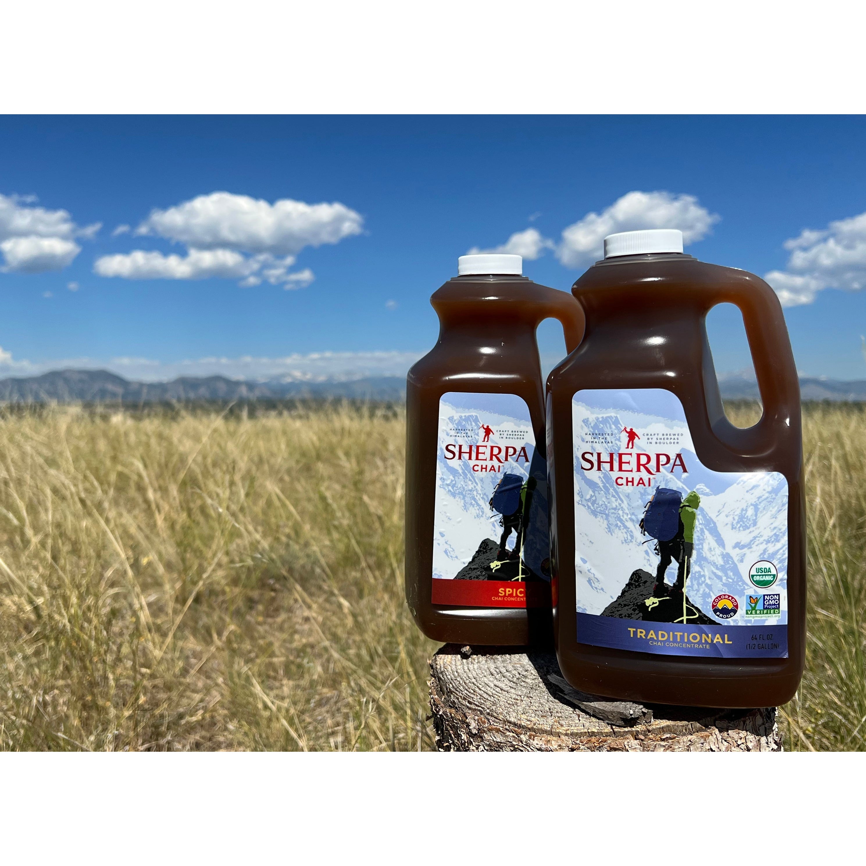 Chai Concentrate | Sherpa Chai by Nepal Tea in a bottle, featuring a rich, spiced tea blend for easy preparation.