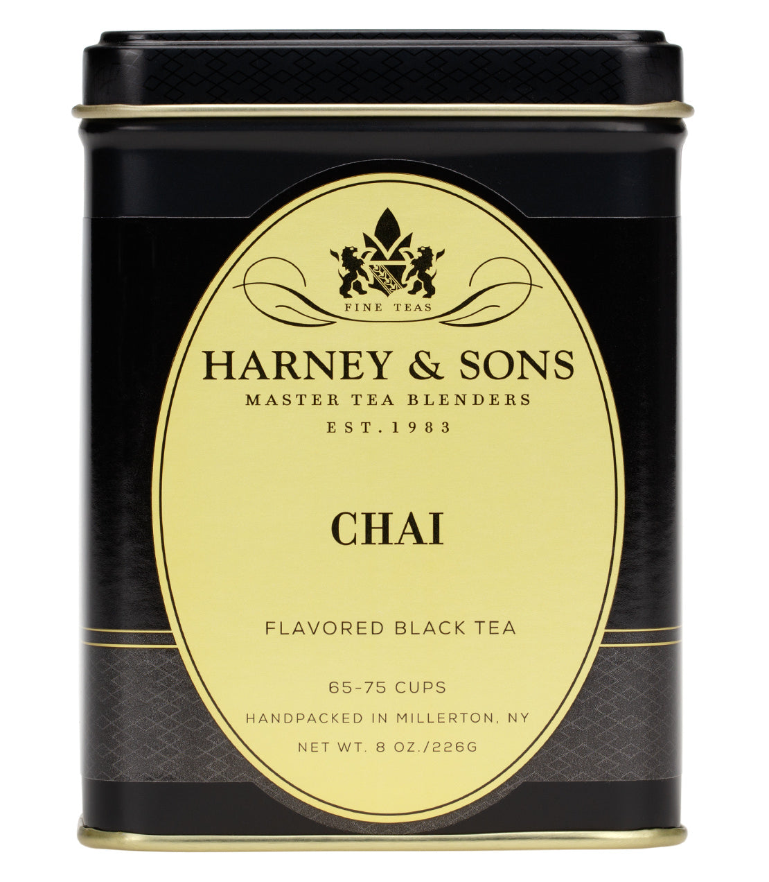 Harney & Sons Chai by Harney & Sons, a loose leaf tea blend displayed in a clear jar with a label