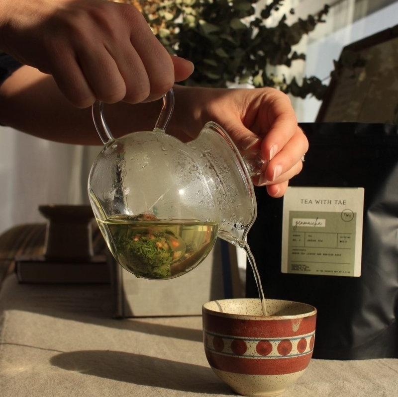 Tea with Tae Genmaicha (Traditional Japanese Green Tea) Pouch featuring a green tea blend with toasted brown rice.