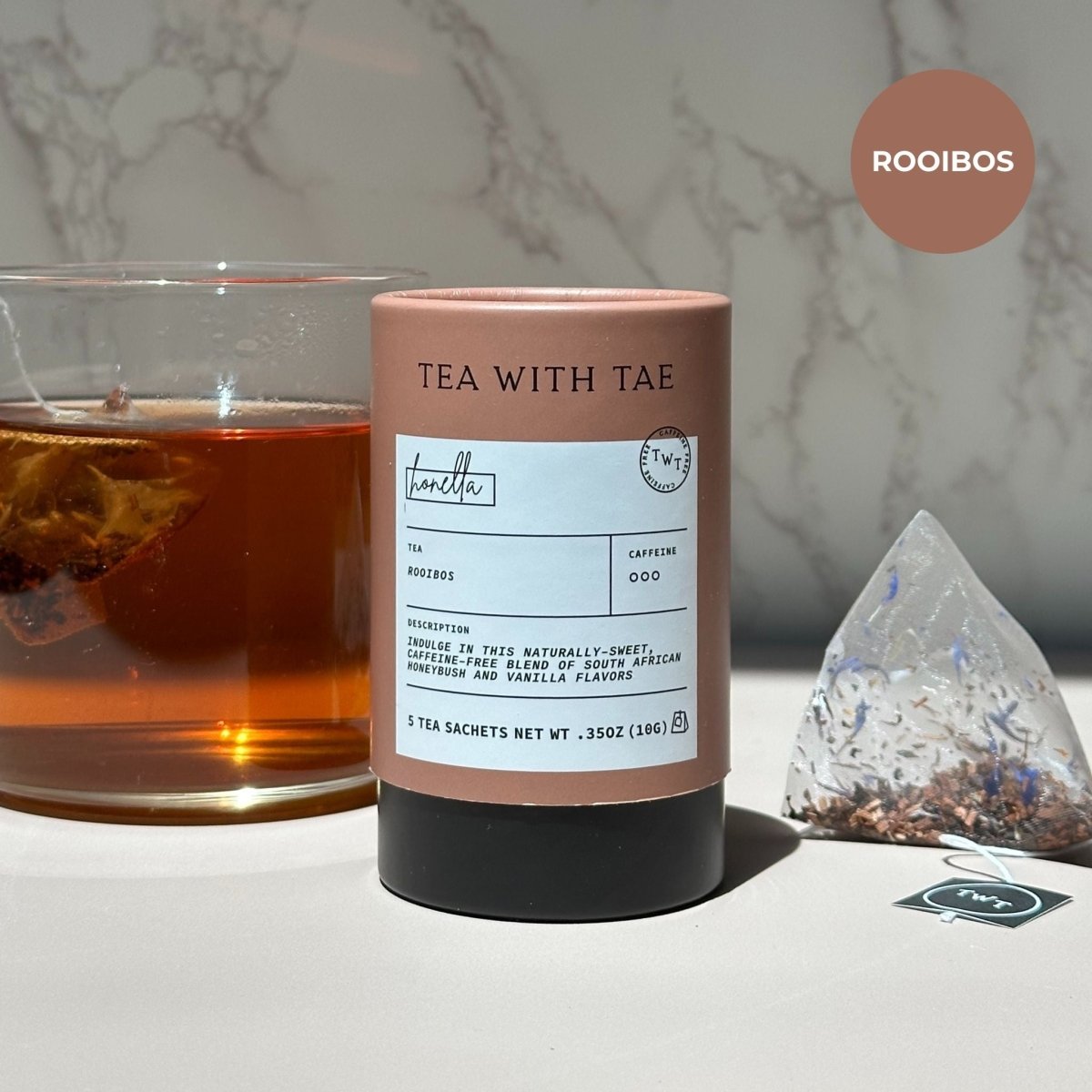 Tea with Tae Honella Mini Tea Tube (5 tea bags) by Tea with Tae, showing the mini tea tube packaging with tea bags.