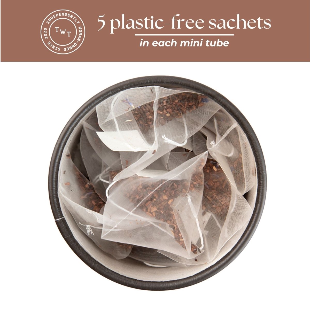 Tea with Tae Honella Mini Tea Tube (5 tea bags) by Tea with Tae, showcasing a compact tube with decorative design and five tea bags.