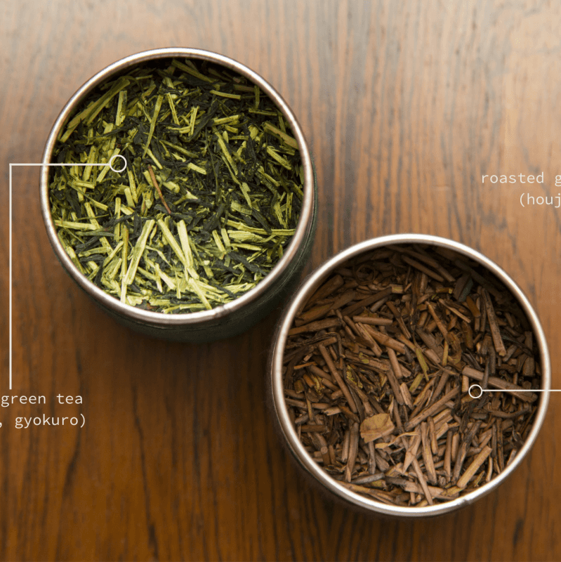 Tea with Tae Hojicha Pouch, a package of organic houjicha tea displayed in a pouch with a simple design.