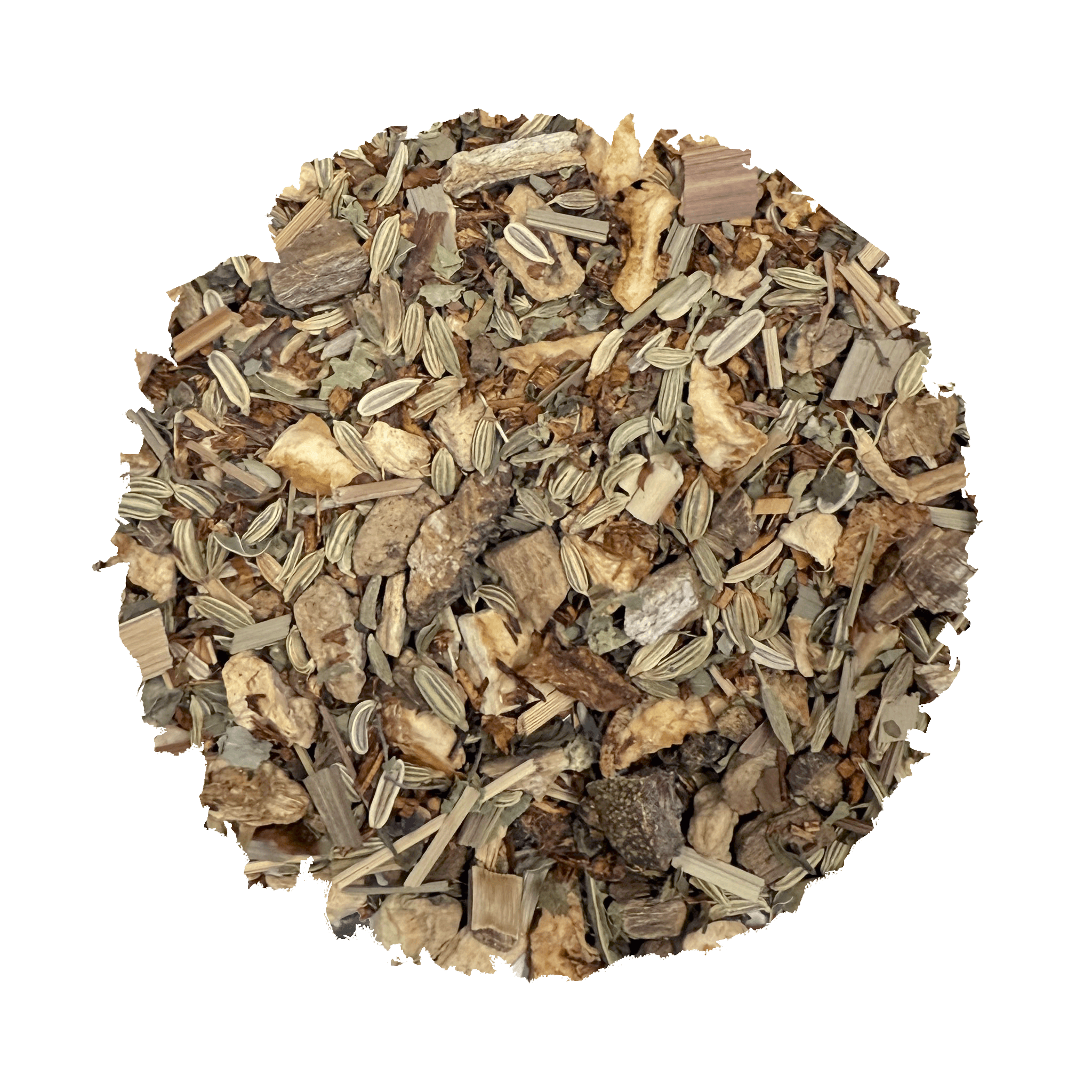 Renew Tea by Beach House, a revitalizing herbal infusion in a clear tea cup, showcasing its vibrant color and fresh ingredients.