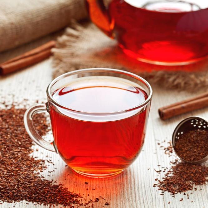 Tea with Tae Rooibos Chai Pouch, a red tea blend in a pouch, displayed against a neutral background.