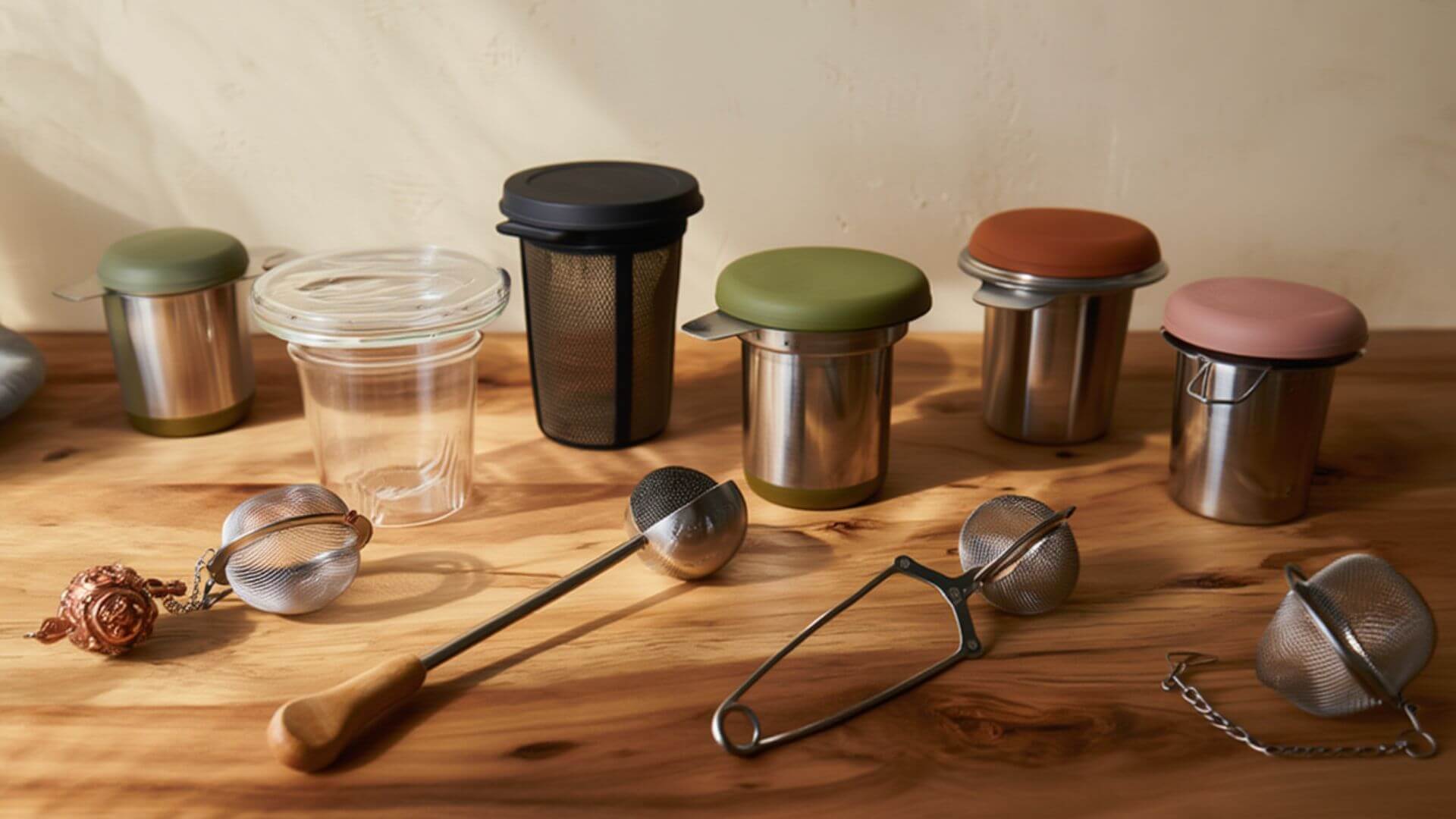 A collection of tea infusers