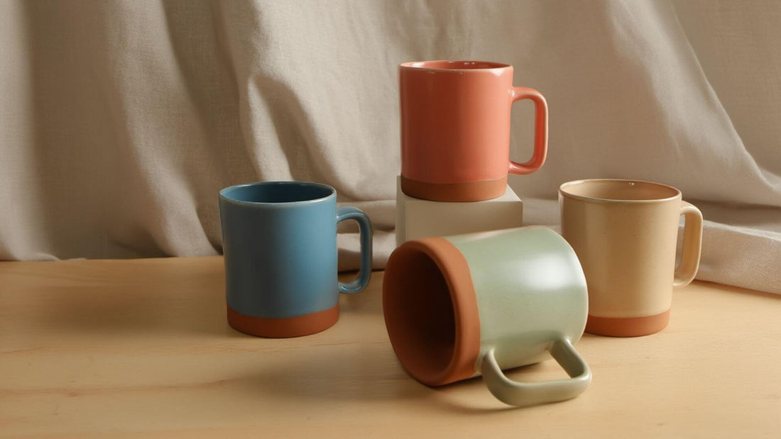 4 tea mugs on display