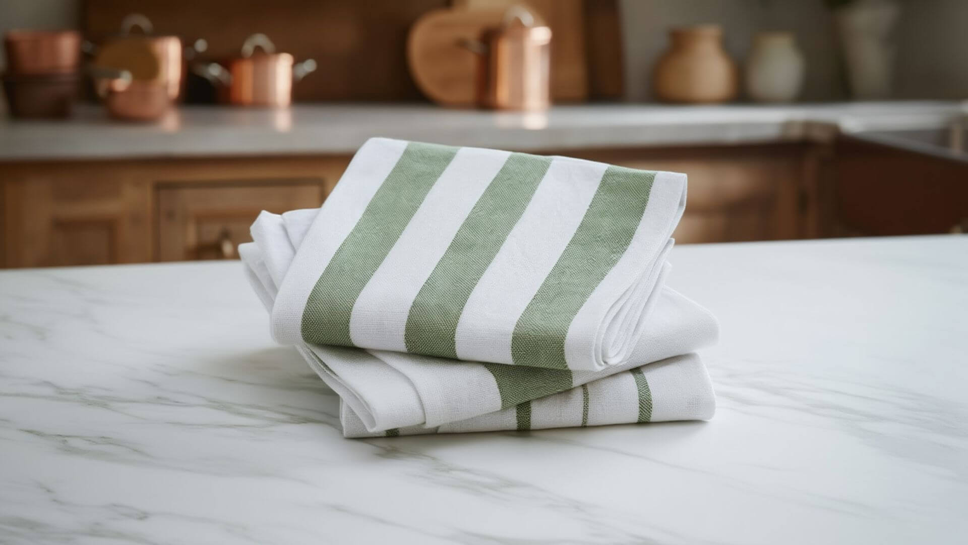 A tea towel folded on top of each other