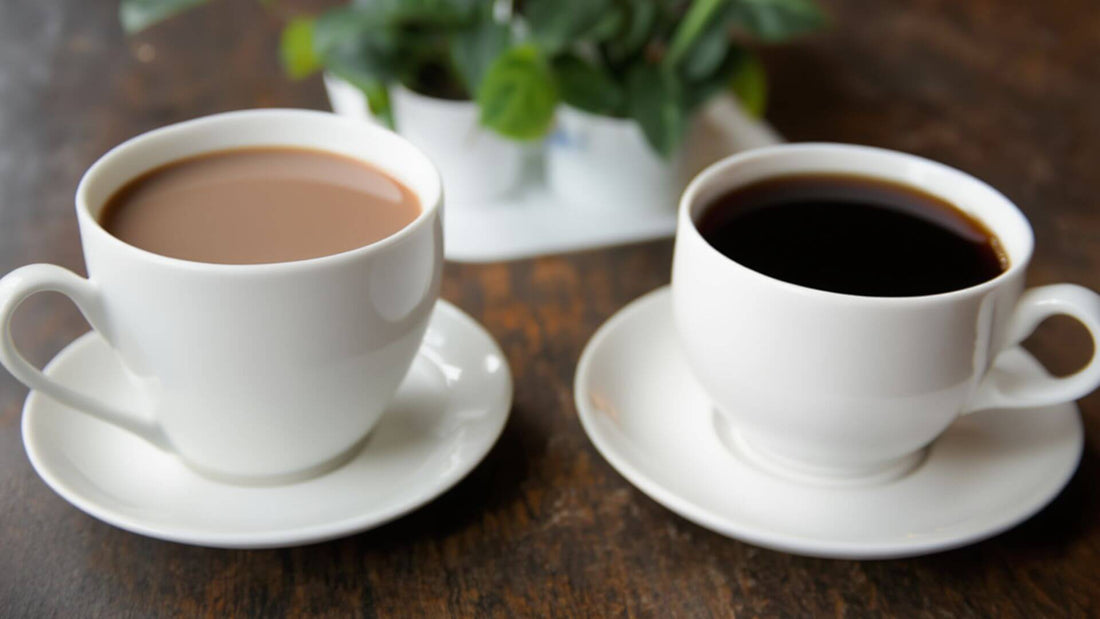 A chai and tea side by side