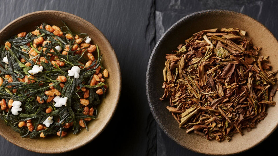Genmaicha and Hojicha side by side