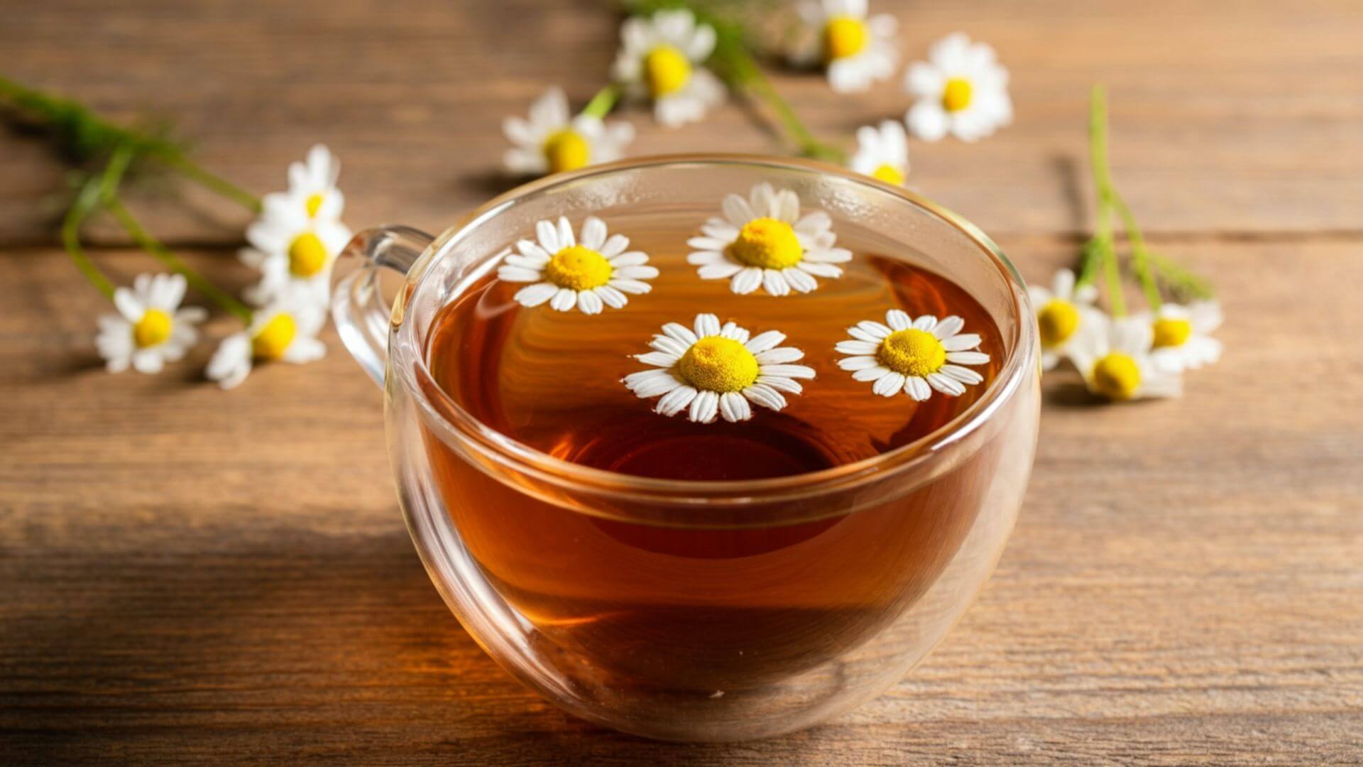 Chamomile tea in a teacup