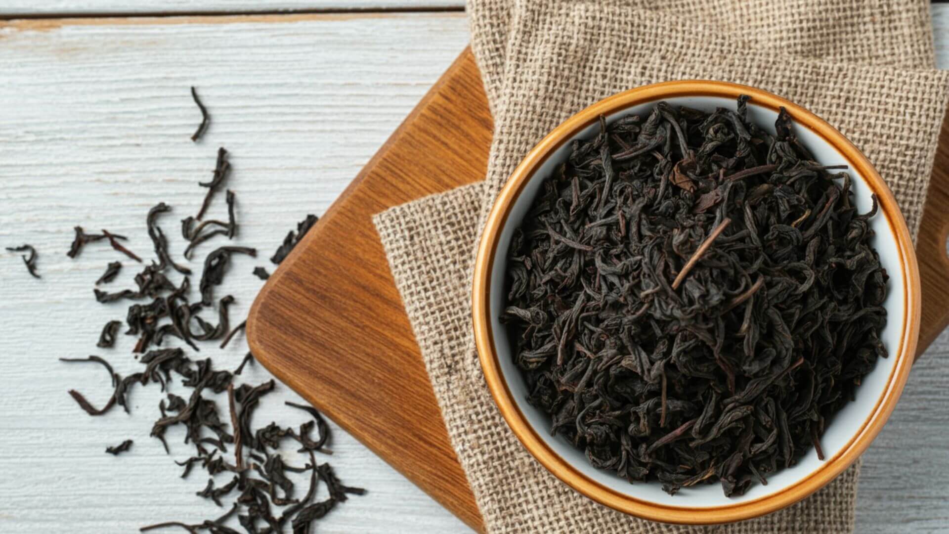 black tea leaves in a bowl