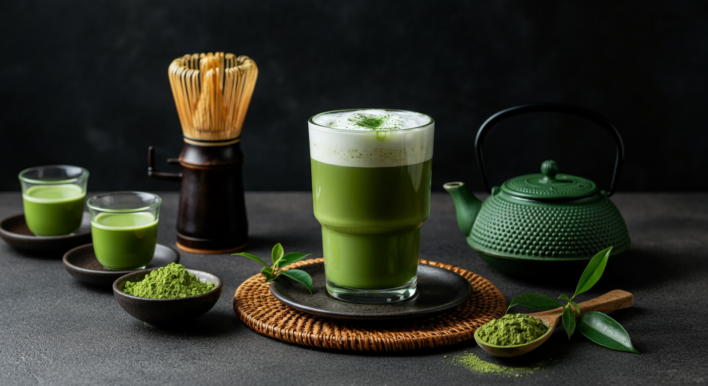 matcha tea setup