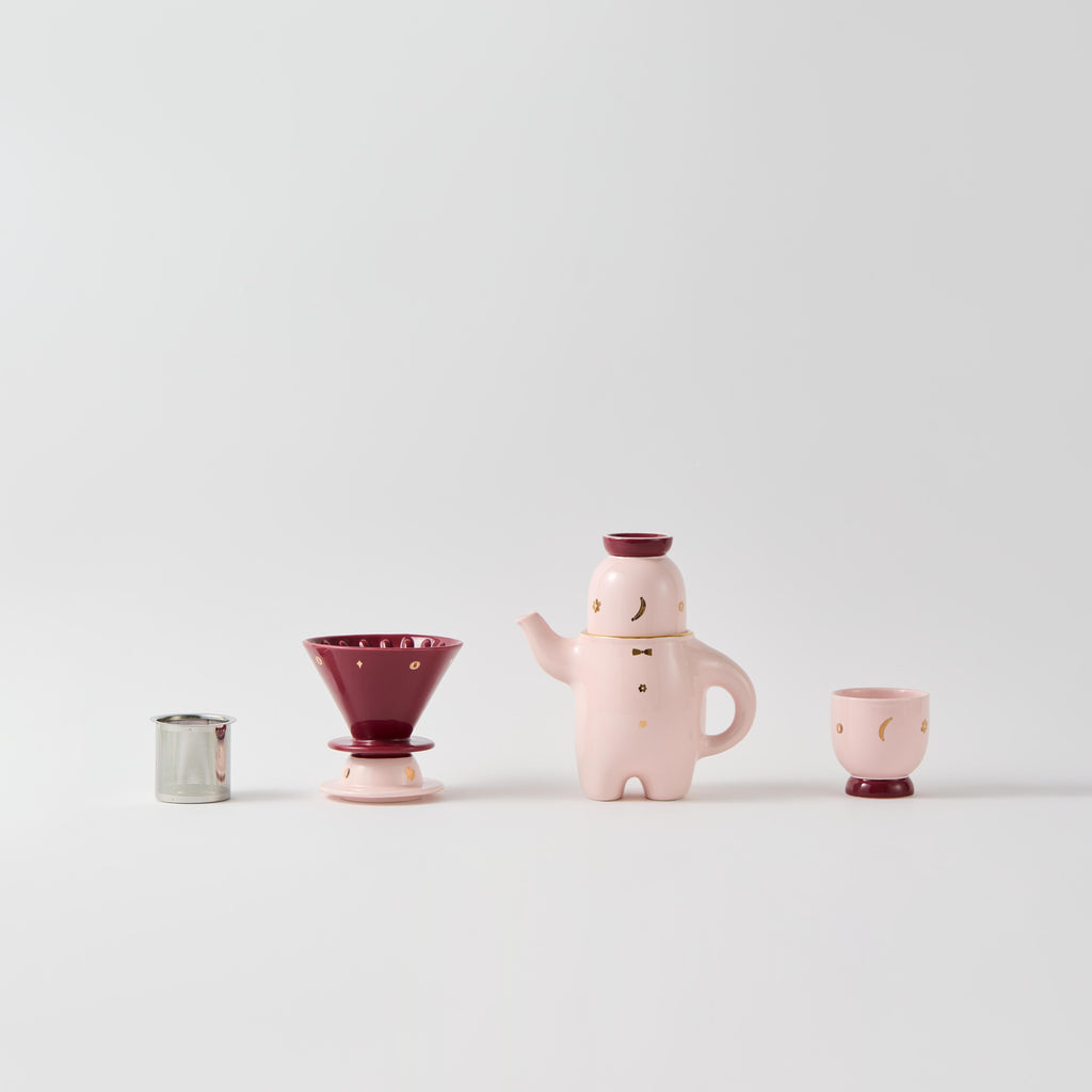 WEKUKU Brew Buddy - Elegant Porcelain Teapot & Coffee Pot (Pink)