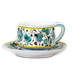 Deruta of Italy Orvieto Green Rooster: Tea/Coffee Cup and Saucer