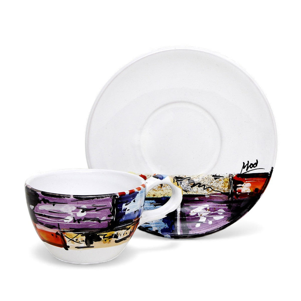 Deruta of Italy Moderna: Coffee/Tea Cup and Saucer - Crisalide Design by L. Centinaro