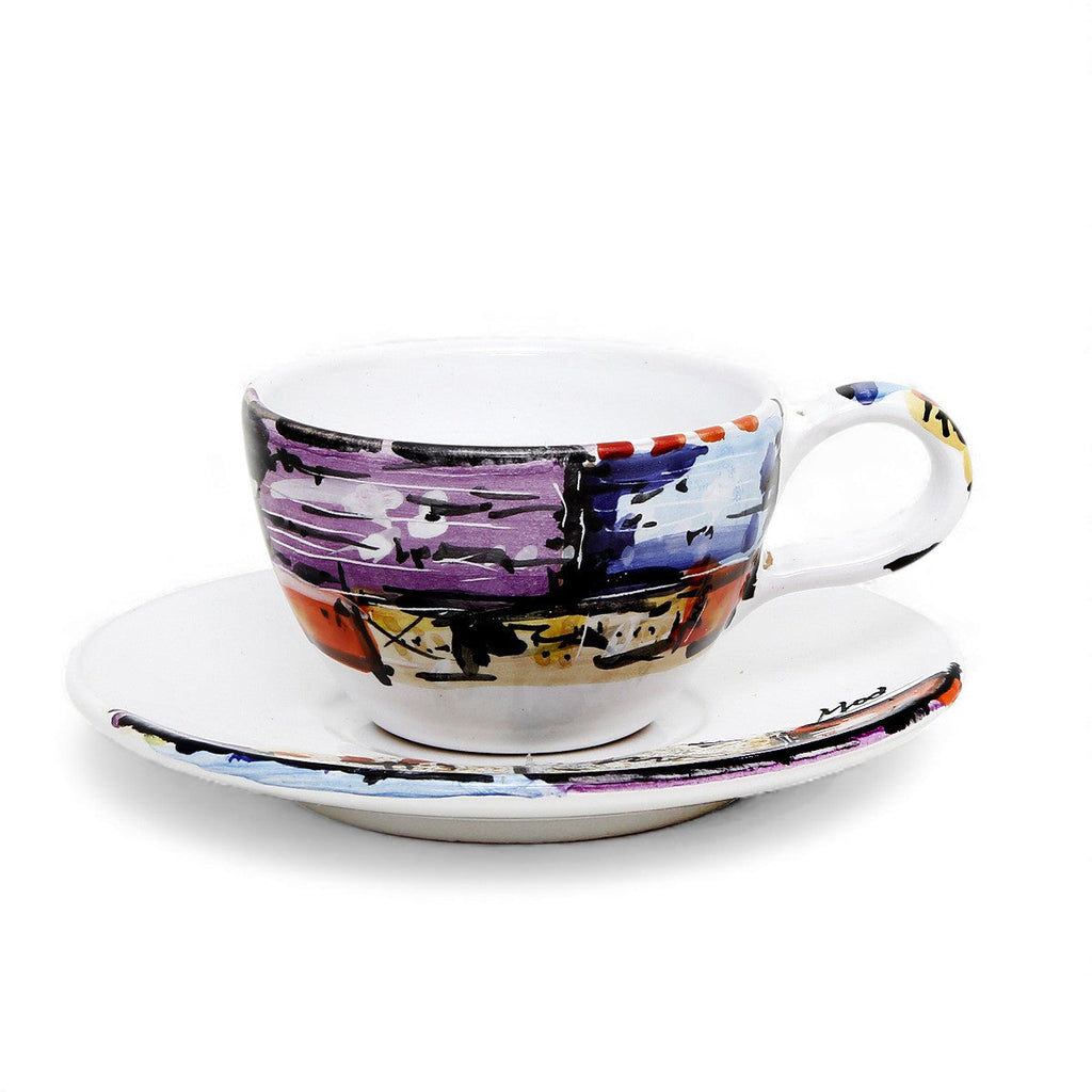 Deruta of Italy Moderna: Coffee/Tea Cup and Saucer - Crisalide Design by L. Centinaro