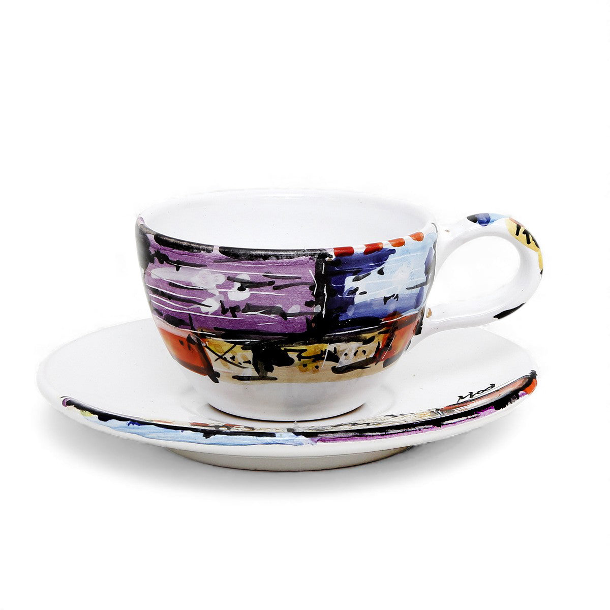 Deruta of Italy Moderna: Coffee/Tea Cup and Saucer - Crisalide Design by L. Centinaro