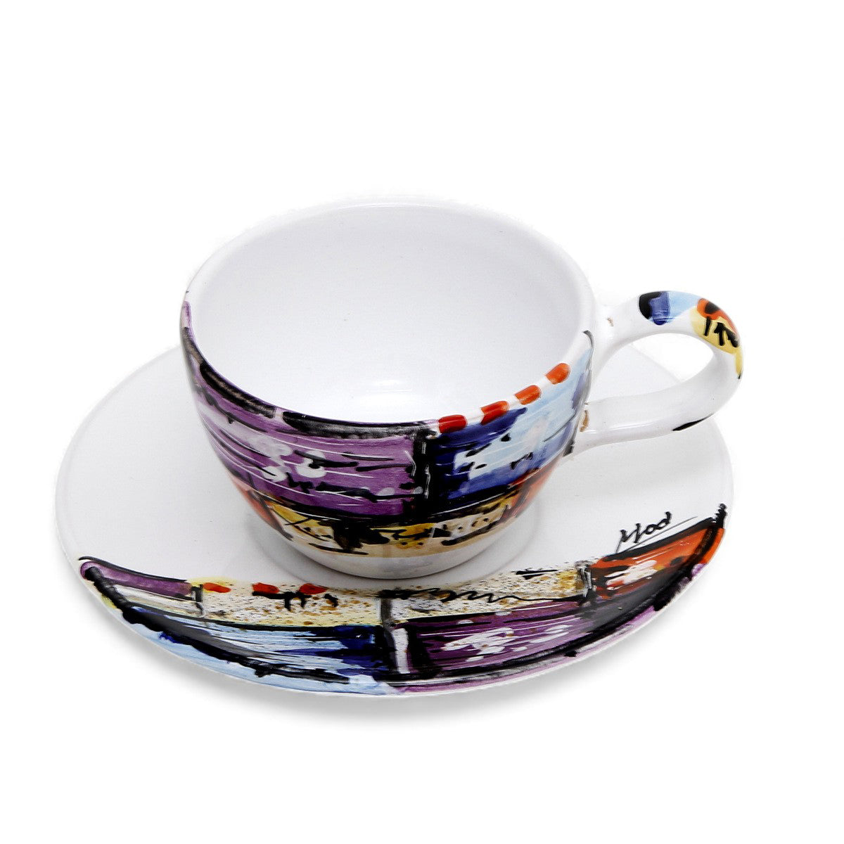 Deruta of Italy Moderna: Coffee/Tea Cup and Saucer - Crisalide Design by L. Centinaro