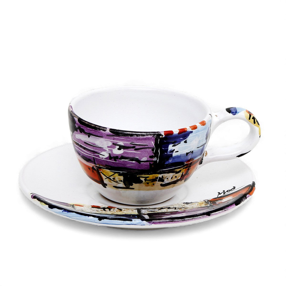 Deruta of Italy Moderna: Coffee/Tea Cup and Saucer - Crisalide Design by L. Centinaro
