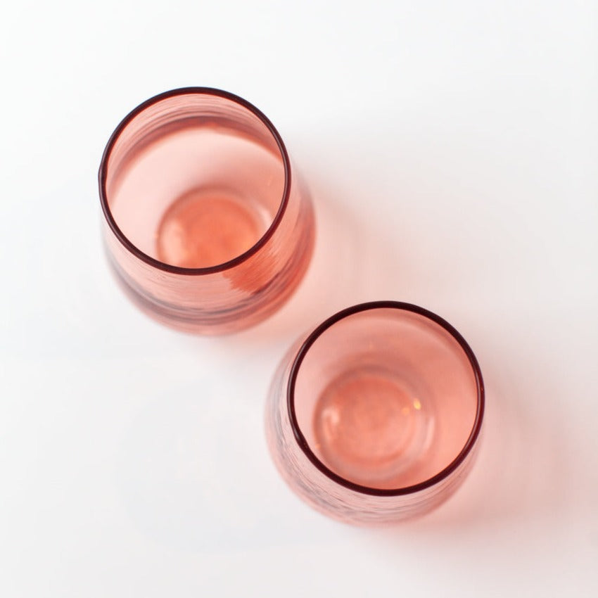 Creative Women Handblown Hammered Glass Water Tumbler, Blush - set of 4