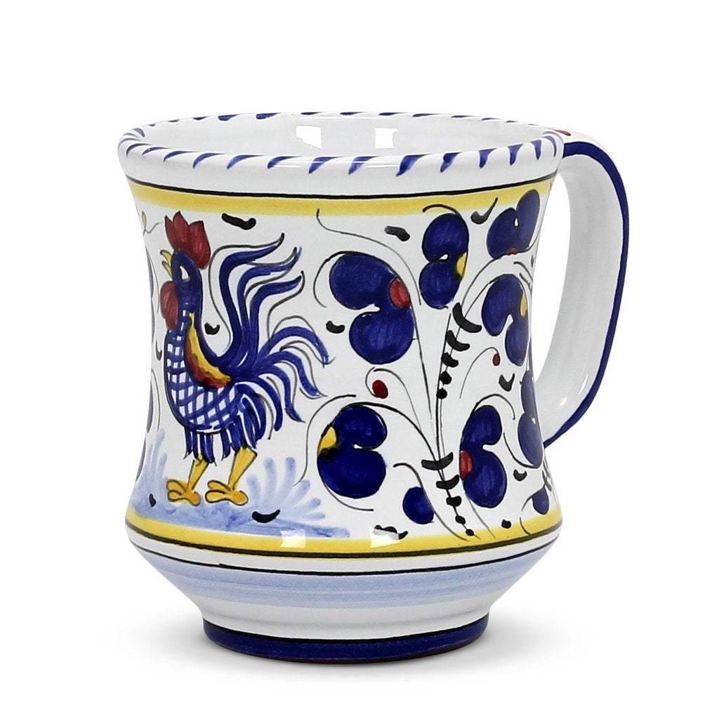 DERUTA OF ITALY ORVIETO BLUE ROOSTER: Concave Deluxe Mug (12 Oz.)