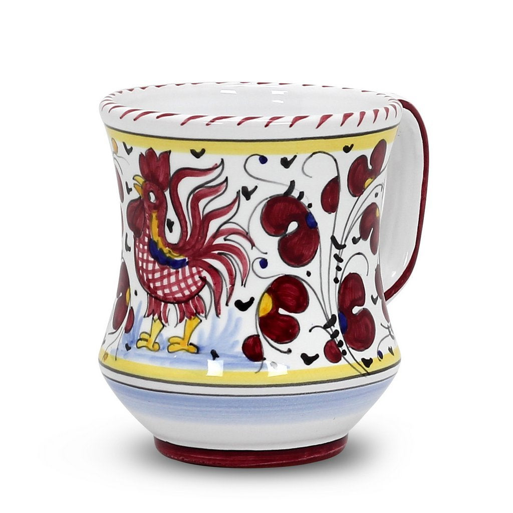 DERUTA OF ITALY ORVIETO RED ROOSTER: Concave Deluxe Mug (12 Oz.)