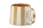 Casa Amarosa Ceramic Brown Stripe Cup - 3.5 x 2.5 Inches ( Set of 2 )