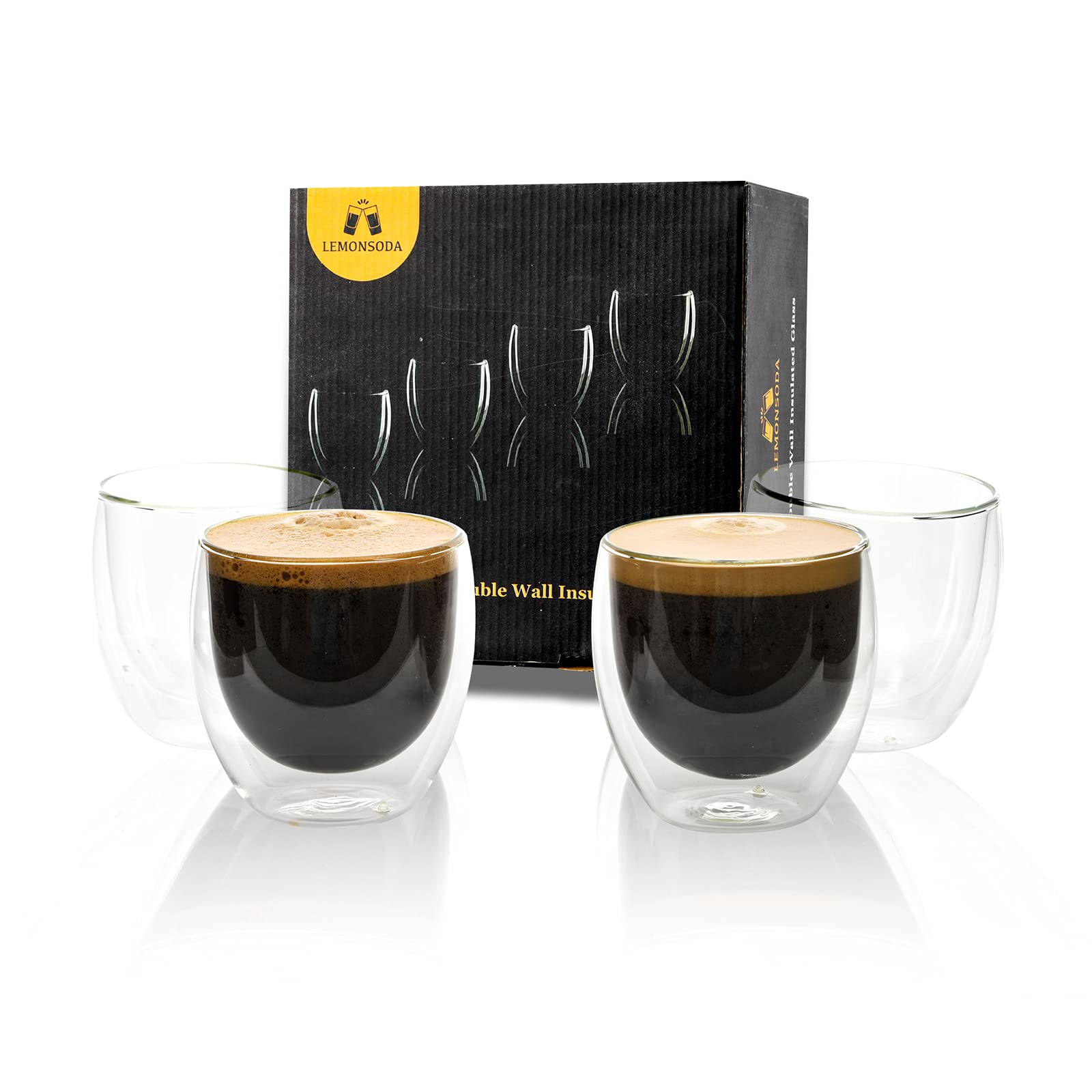 Double Wall Glass Coffee Mugs - 8.5oz/12oz