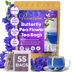 Premium Butterfly Pea Flowers, Tea Bags, 100% Natural and Pure from Butterfly Pea Flowers, Hand-made, Made With Natural Materials-Corn Fiber Tea Bag, Sugar/Caffeine/Gluten Free Herbal Tea