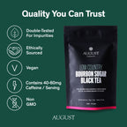 August Low Country - Bourbon Sugar Black Tea in a loose leaf form displayed in a clear tea infuser