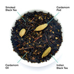 August Civil Disobedience - Smoky Cardamom Black Tea leaves displayed, showcasing blend of Indian and Taiwanese black teas.