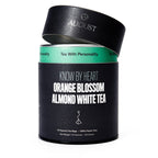 August Know By Heart - Orange Blossom Almond White Tea (15 Tea Bags) in open packaging showcasing tea bags.