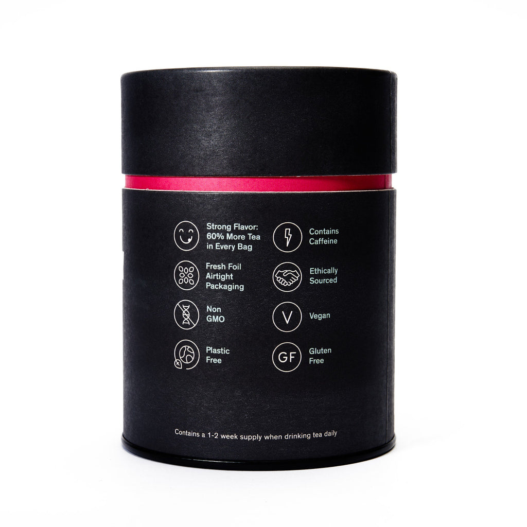 August Black Metallic - Violet Elderberry Black Tea (15 Tea Bags) in packaging, featuring a black metallic design.