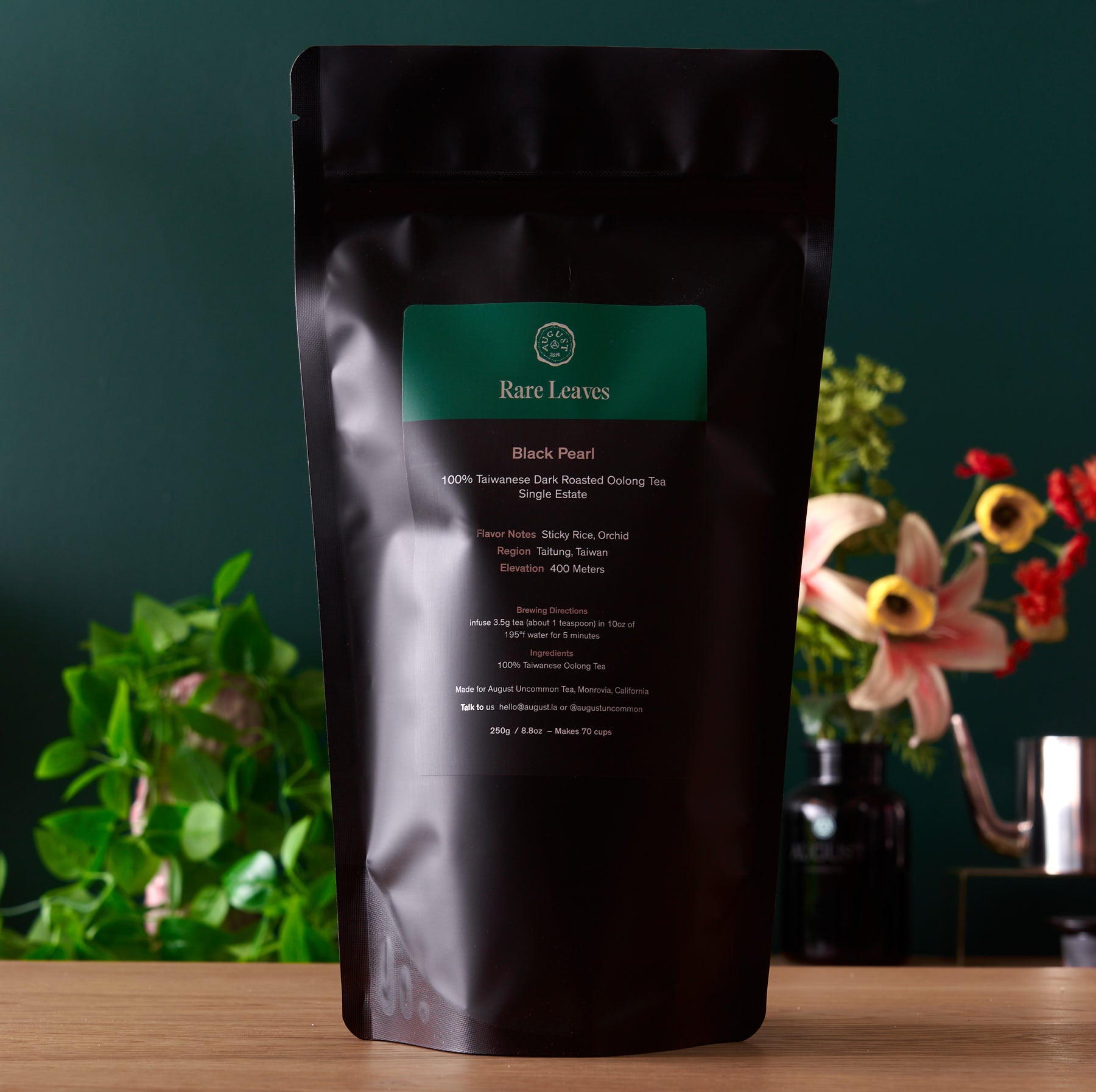 August Uncommon Rare Leaves Black Pearl - Single Estate Taiwanese Dark Roasted Oolong Tea